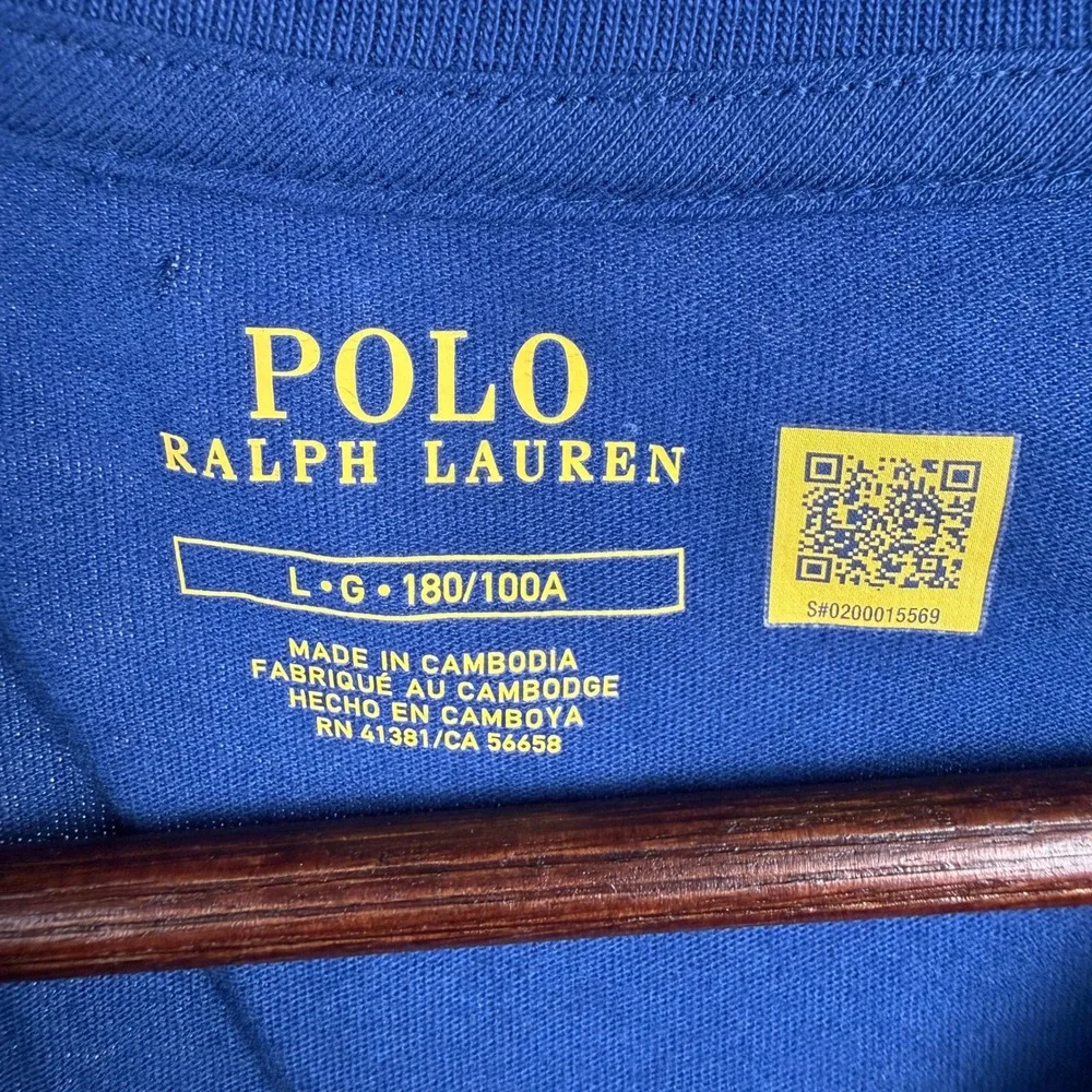 NWT Polo Ralph Lauren V-Neck T-Shirt Mens Large Blue Green Pony Logo